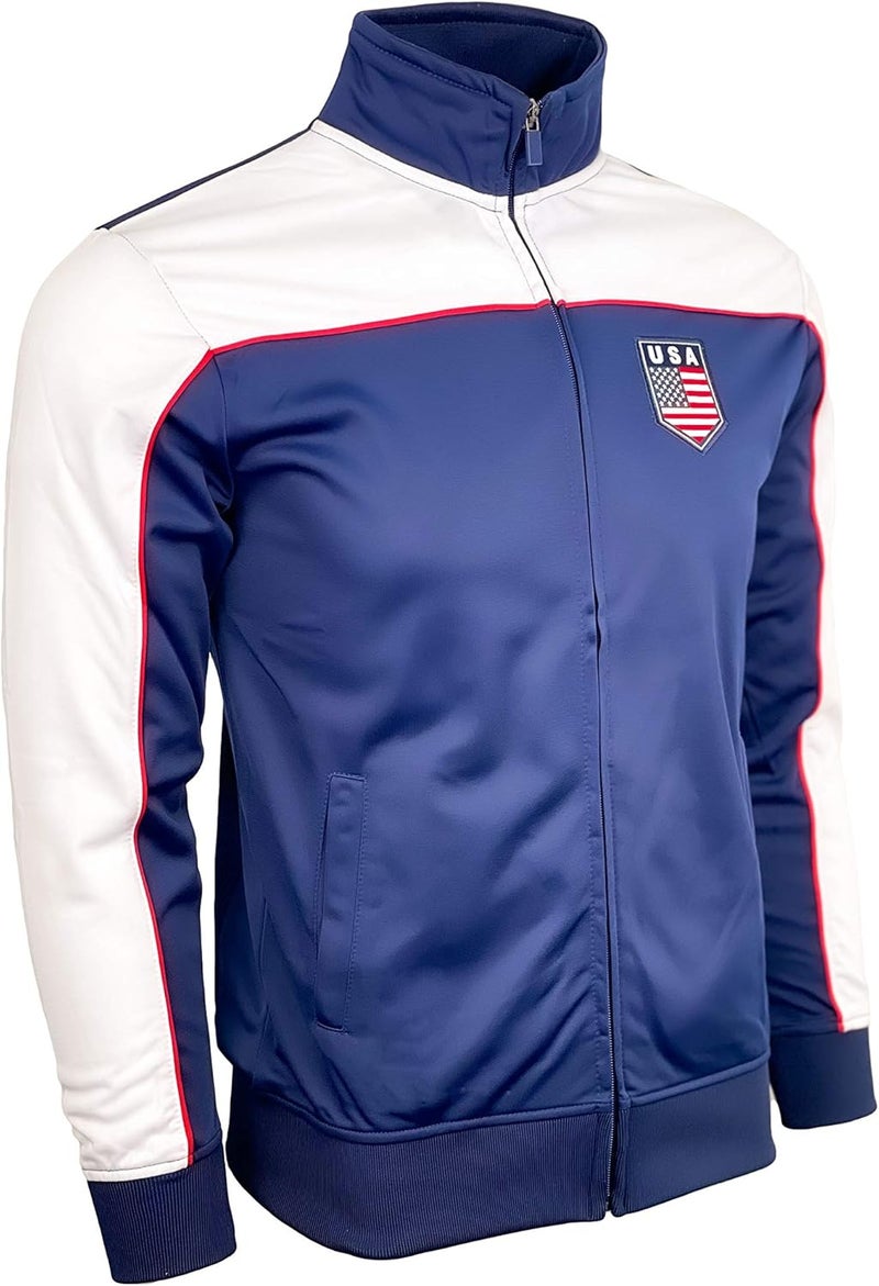 Just 4 Kicks Boy's USA Track Jacket, U.S. Full Zip Sweater Jacket For Kids - Image 1